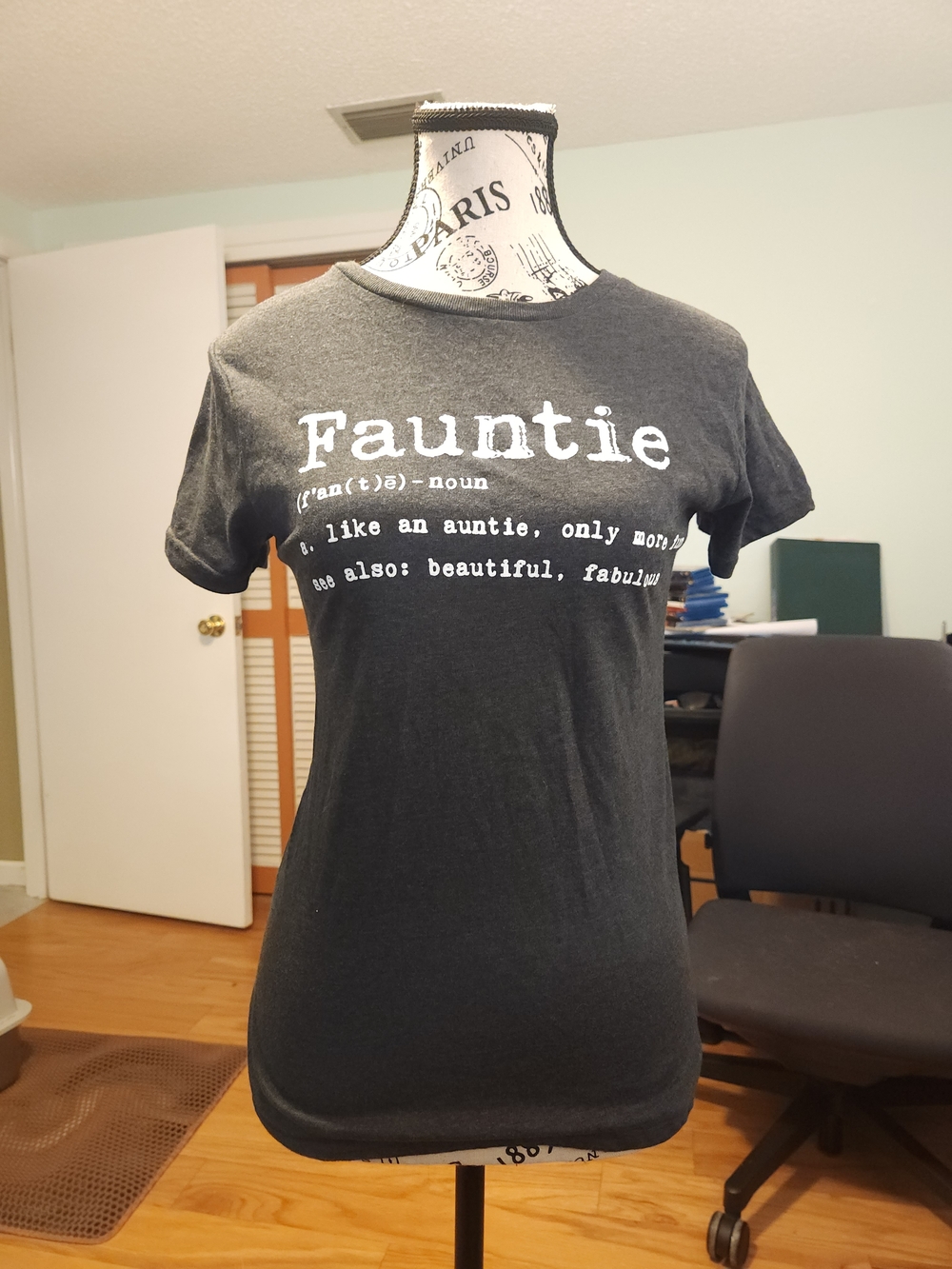 Crazy Dog T-Shirts Charcoal Gray "Fauntie" Graphic Tee
